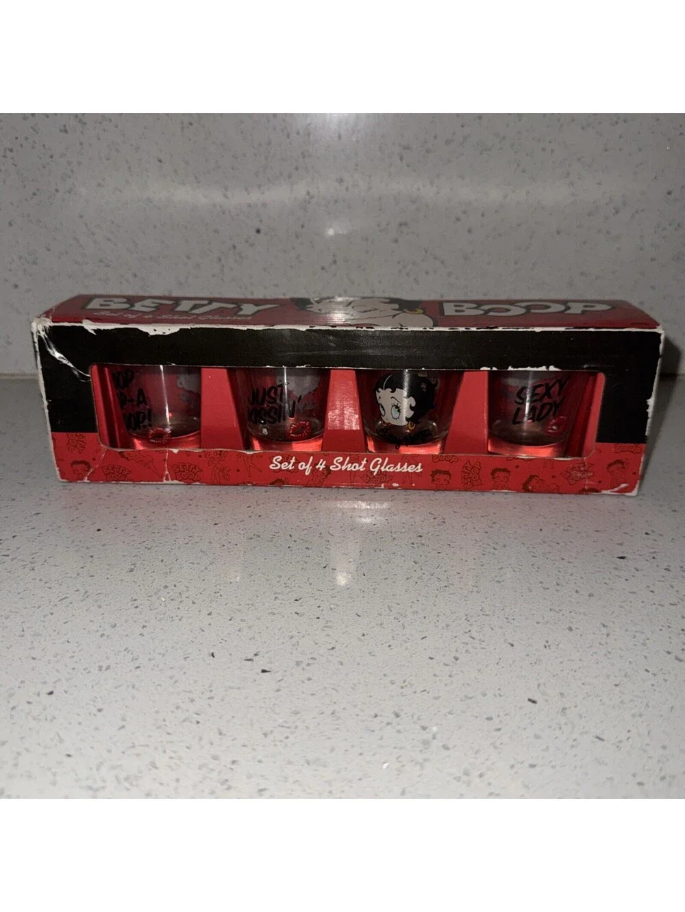 Rare Betty Boop 4 Pack Shot Glass Set In Original Box King Features Syndicate